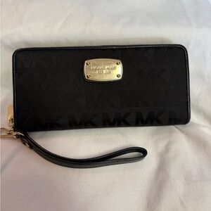 Michael Kors Black Wristlet with Gold Accents